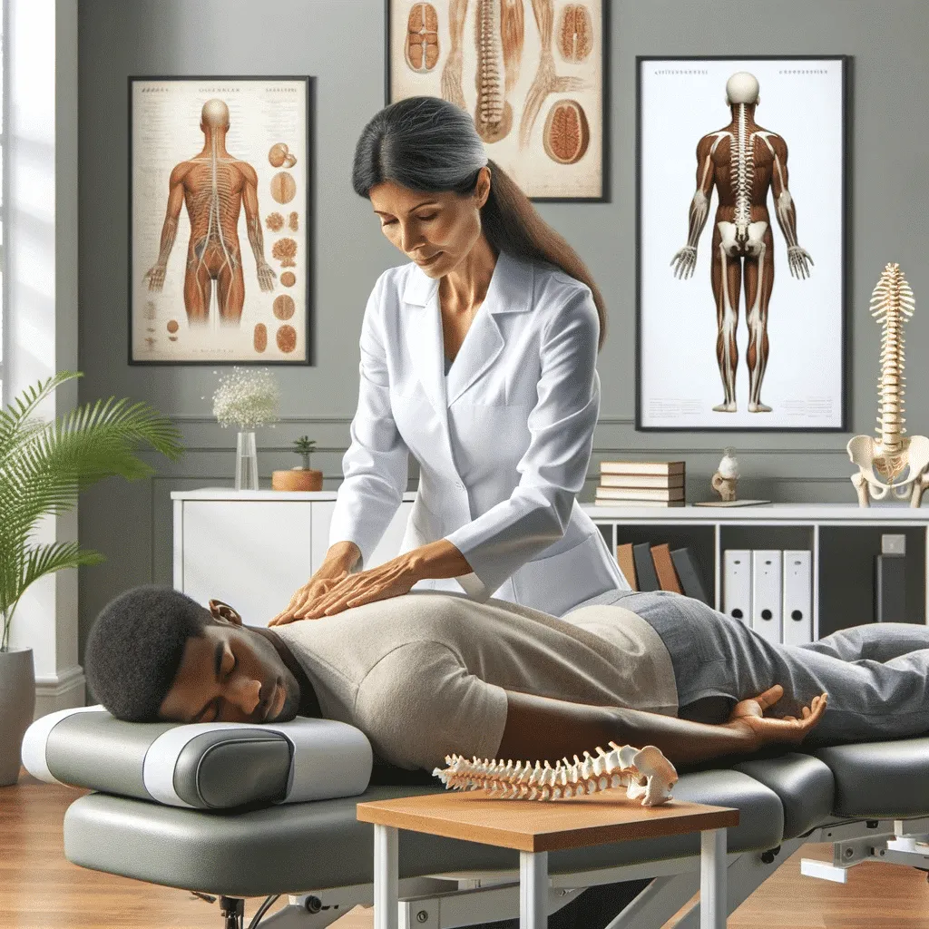 Chiropractor applying techniques for neuropathic pain relief.