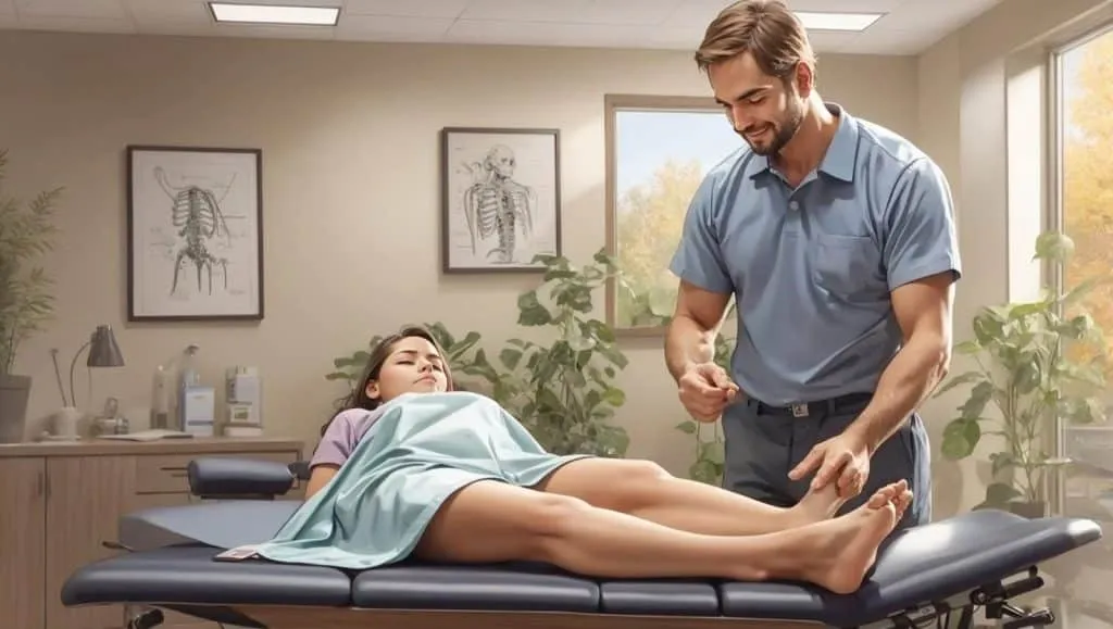 New patient undergoing initial chiropractic examination in a clinic.