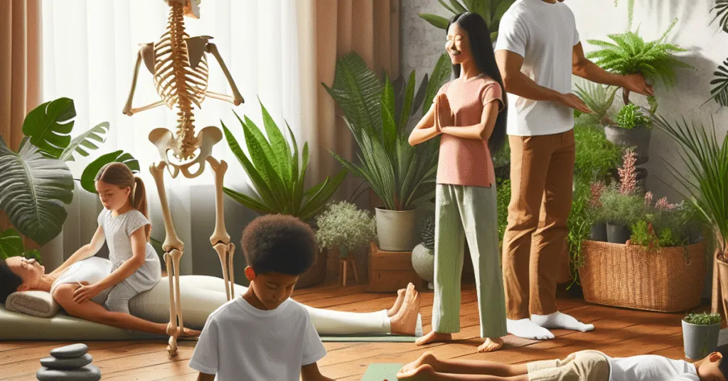 "Chiropractor explaining the holistic approach to a family during a consultation