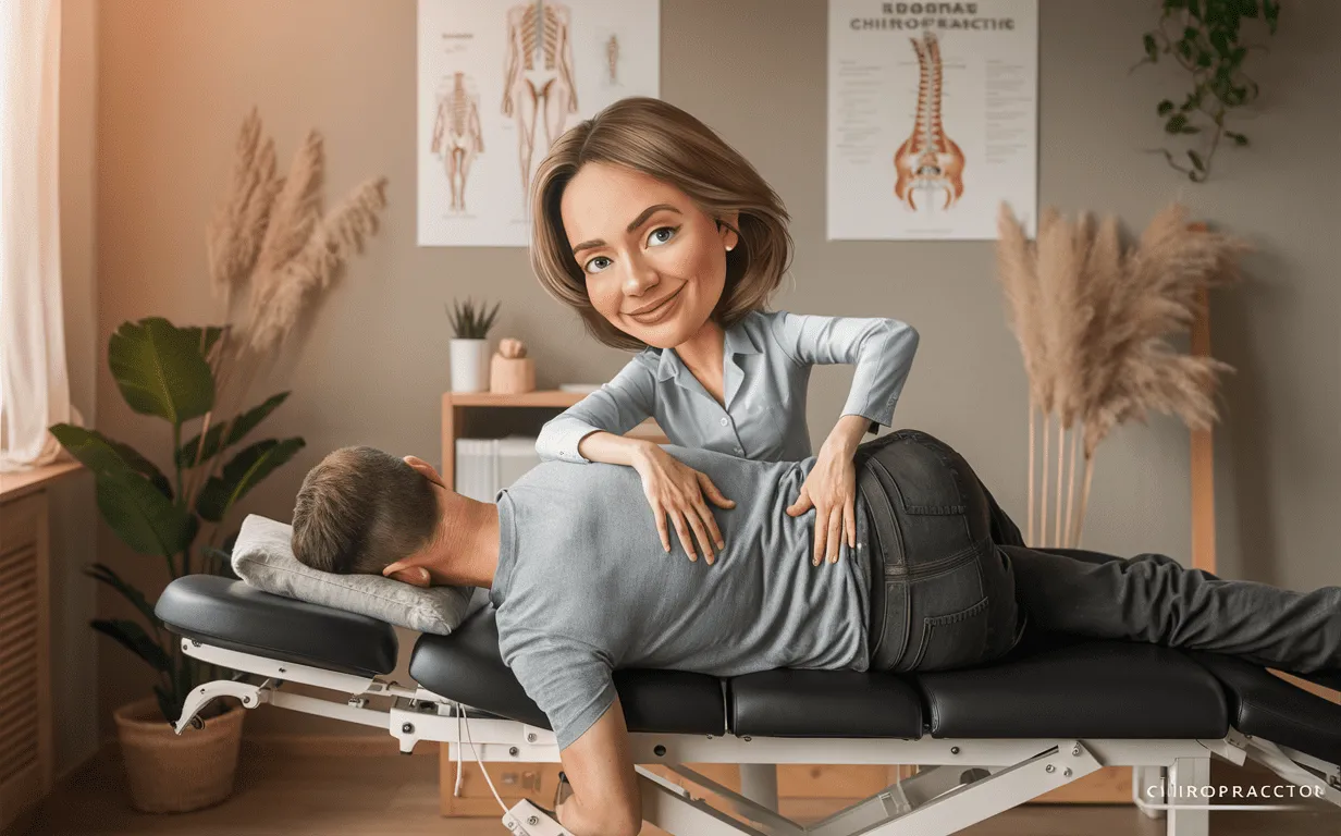 A chiropractor providing personalized chiropractic care to a patient lying on a massage table in a sunlit room in Aurora, Ohio